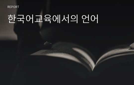 한국어교육에서의 언어