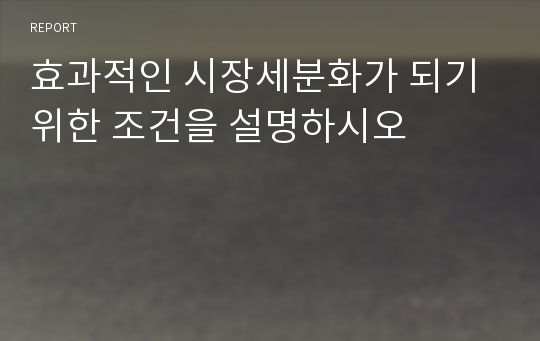 효과적인 시장세분화가 되기위한 조건을 설명하시오