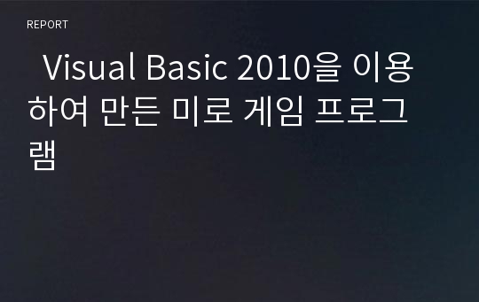   Visual Basic 2010을 이용하여 만든 미로 게임 프로그램