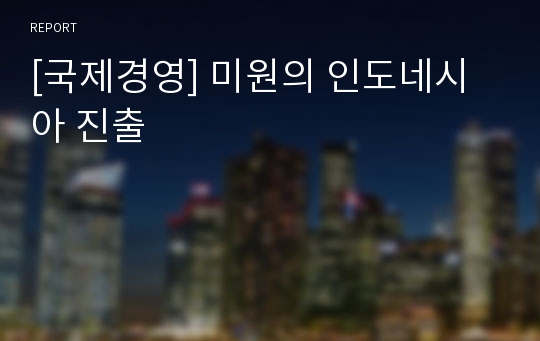 [국제경영] 미원의 인도네시아 진출