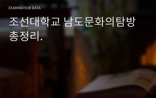 조선대학교 남도문화의탐방 총정리.