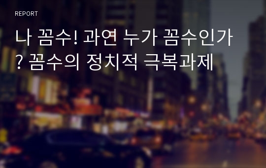 나 꼼수! 과연 누가 꼼수인가? 꼼수의 정치적 극복과제