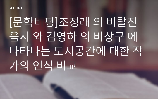 [문학비평]조정래 의 비탈진 음지 와 김영하 의 비상구 에 나타나는 도시공간에 대한 작가의 인식 비교