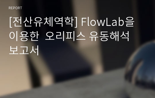 [전산유체역학] FlowLab을 이용한  오리피스 유동해석 보고서