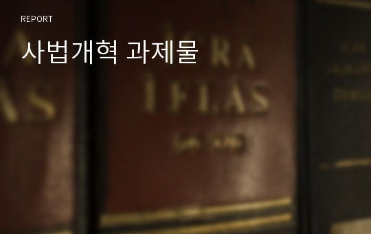 사법개혁 과제물