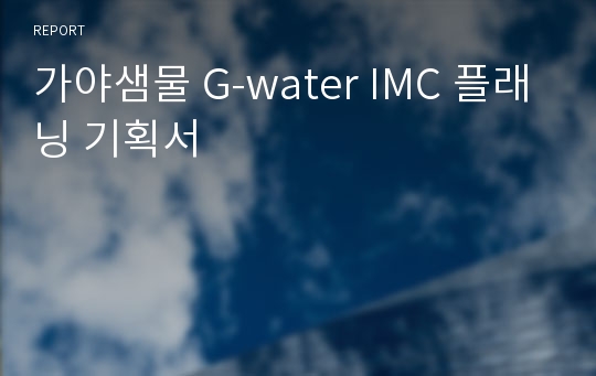 가야샘물 G-water IMC 플래닝 기획서