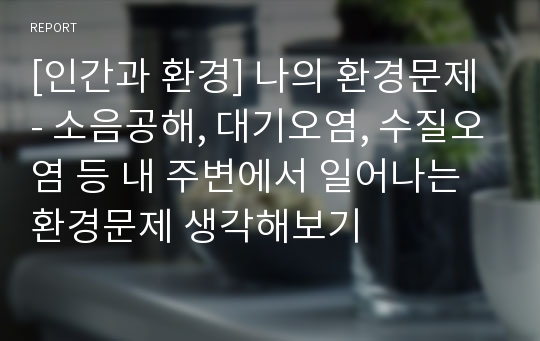 [인간과 환경] 나의 환경문제 - 소음공해, 대기오염, 수질오염 등 내 주변에서 일어나는 환경문제 생각해보기