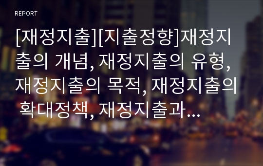 [재정지출][지출정향]재정지출의 개념, 재정지출의 유형, 재정지출의 목적, 재정지출의 확대정책, 재정지출과 지방재정조정제도, 재정지출과 지출정향, 향후 재정지출의 효율화방안 분석