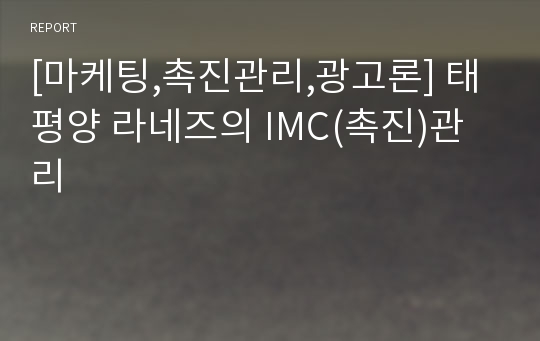 [마케팅,촉진관리,광고론] 태평양 라네즈의 IMC(촉진)관리