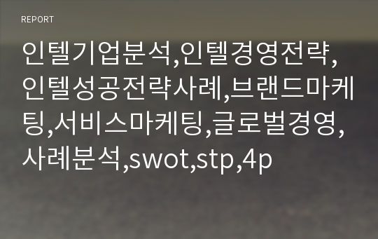 인텔기업분석,인텔경영전략,인텔성공전략사례,브랜드마케팅,서비스마케팅,글로벌경영,사례분석,swot,stp,4p