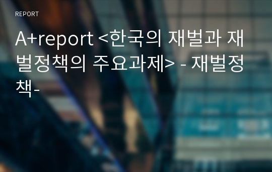 A+report &lt;한국의 재벌과 재벌정책의 주요과제&gt; - 재벌정책-