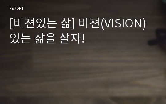 [비젼있는 삶] 비젼(VISION)있는 삶을 살자!