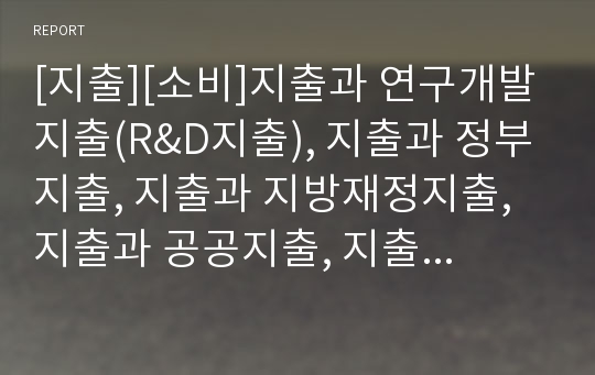 [지출][소비]지출과 연구개발지출(R&amp;D지출), 지출과 정부지출, 지출과 지방재정지출, 지출과 공공지출, 지출과 사회복지지출, 지출과 지역내총지출, 지출과 지대추구비용지출 분석