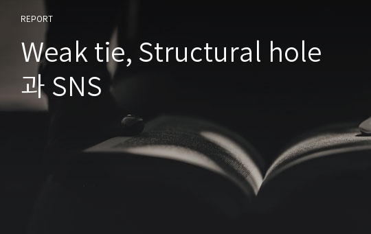 Weak tie, Structural hole과 SNS