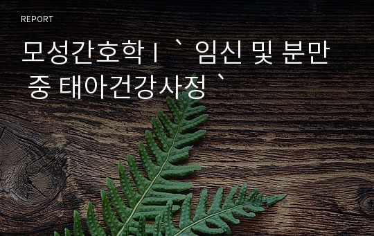 모성간호학 I  ` 임신 및 분만 중 태아건강사정 `