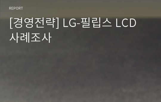 [경영전략] LG-필립스 LCD 사례조사
