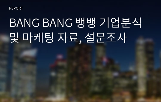 BANG BANG 뱅뱅 기업분석 및 마케팅 자료, 설문조사
