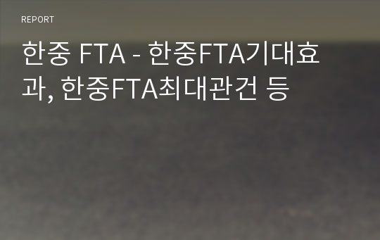 한중 FTA - 한중FTA기대효과, 한중FTA최대관건 등