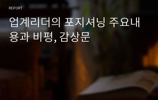 업계리더의 포지셔닝 주요내용과 비평, 감상문