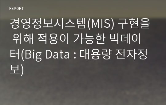 경영정보시스템(MIS) 구현을 위해 적용이 가능한 빅데이터(Big Data : 대용량 전자정보)