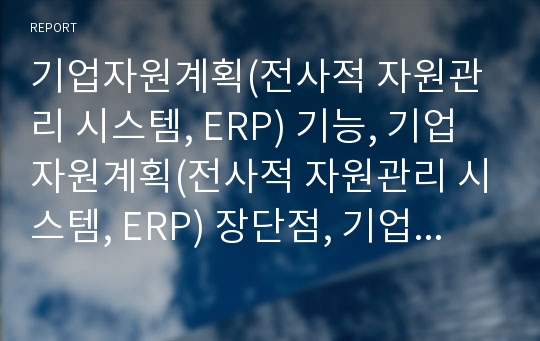 기업자원계획(전사적 자원관리 시스템, ERP) 기능, 기업자원계획(전사적 자원관리 시스템, ERP) 장단점, 기업자원계획(전사적 자원관리 시스템, ERP)전략,기업자원계획의 과제