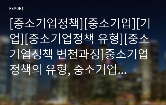 [중소기업정책][중소기업][기업][중소기업정책 유형][중소기업정책 변천과정]중소기업정책의 유형, 중소기업정책의 변천과정, 중소기업정책의 고유업종축소,향후 중소기업정책의 방향 분석