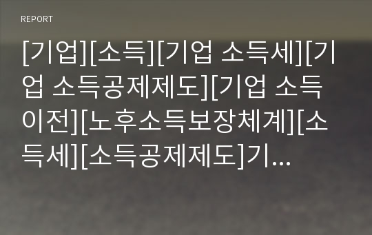 [기업][소득][기업 소득세][기업 소득공제제도][기업 소득이전][노후소득보장체계][소득세][소득공제제도]기업 소득세, 기업 소득공제제도, 기업 소득이전, 기업 노후소득보장체계