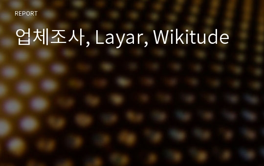 업체조사, Layar, Wikitude