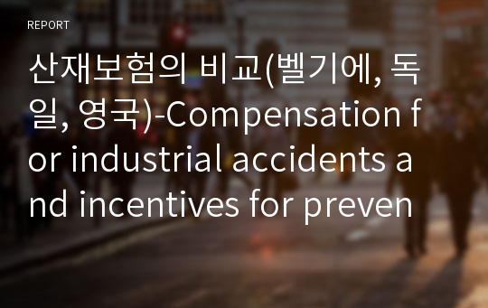 산재보험의 비교(벨기에, 독일, 영국)-Compensation for industrial accidents and incentives for prevention 번역