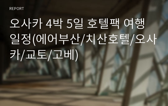 오사카 4박 5일 호텔팩 여행일정(에어부산/치산호텔/오사카/교토/고베)