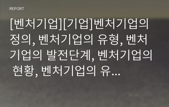 [벤처기업][기업]벤처기업의 정의, 벤처기업의 유형, 벤처기업의 발전단계, 벤처기업의 현황, 벤처기업의 유럽연합(EU) 사례, 벤처기업의 경영전략,향후 벤처기업의 경영 방안 분석