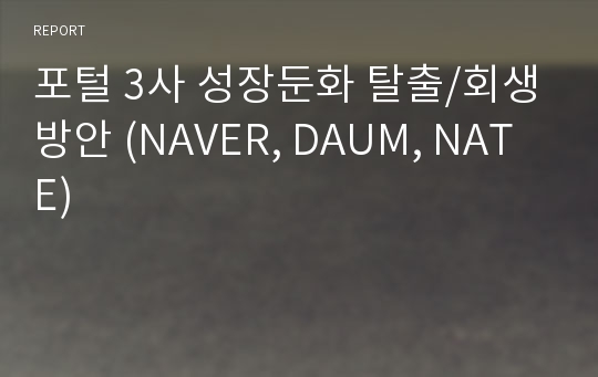 포털 3사 성장둔화 탈출/회생방안 (NAVER, DAUM, NATE)
