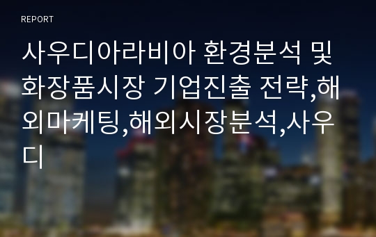 사우디아라비아 환경분석 및 화장품시장 기업진출 전략,해외마케팅,해외시장분석,사우디