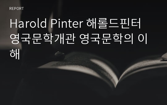 Harold Pinter 해롤드핀터 영국문학개관 영국문학의 이해