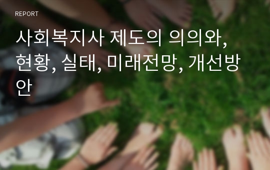 사회복지사 제도의 의의와, 현황, 실태, 미래전망, 개선방안