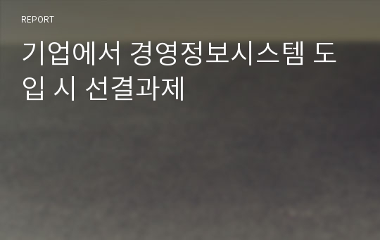 기업에서 경영정보시스템 도입 시 선결과제