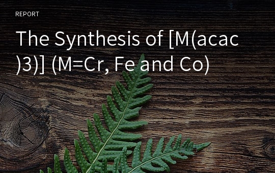 The Synthesis of [M(acac)3)] (M=Cr, Fe and Co)