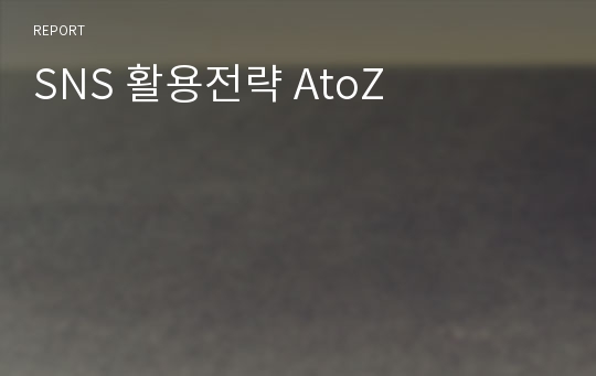 SNS 활용전략 AtoZ