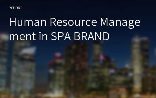 Human Resource Management in SPA BRAND
