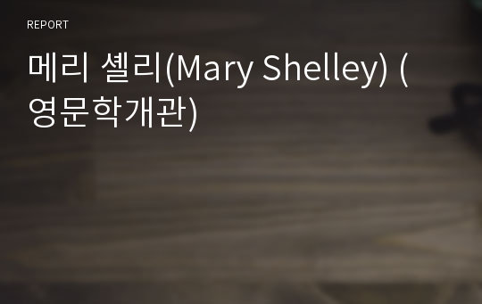 메리 셸리(Mary Shelley) (영문학개관)