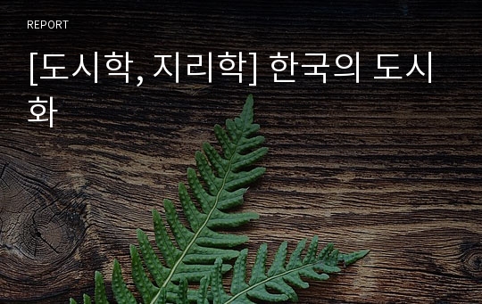 [도시학, 지리학] 한국의 도시화