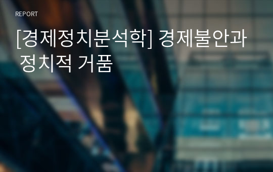 [경제정치분석학] 경제불안과 정치적 거품