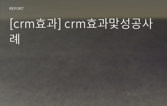 [crm효과] crm효과맟성공사례