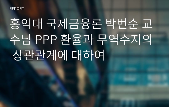 홍익대 국제금융론 박번순 교수님 PPP 환율과 무역수지의 상관관계에 대하여