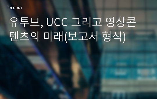 유투브, UCC 그리고 영상콘텐츠의 미래(보고서 형식)