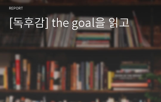 [독후감] the goal을 읽고