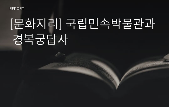 [문화지리] 국립민속박물관과 경복궁답사