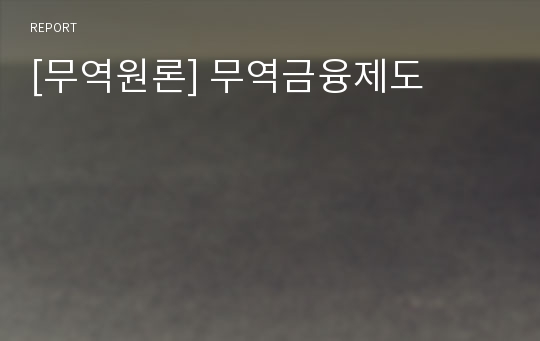 [무역원론] 무역금융제도