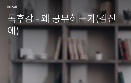 독후감 - 왜 공부하는가(김진애)