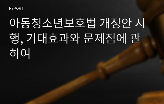 아동청소년보호법 개정안 시행, 기대효과와 문제점에 관하여